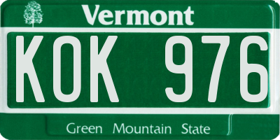 VT license plate KOK976