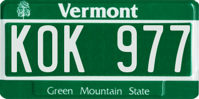 VT license plate KOK977