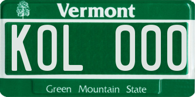 VT license plate KOL000