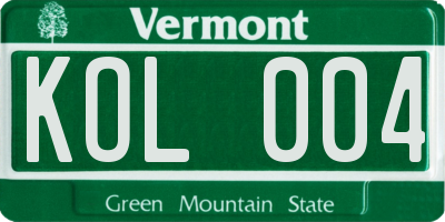 VT license plate KOL004