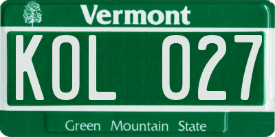 VT license plate KOL027