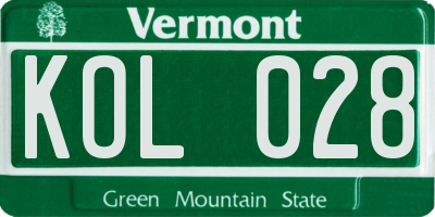 VT license plate KOL028