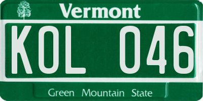 VT license plate KOL046