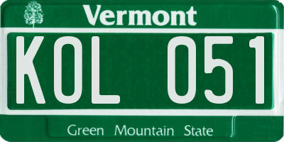 VT license plate KOL051