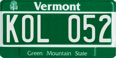 VT license plate KOL052