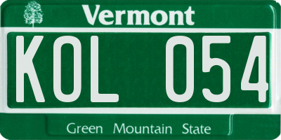 VT license plate KOL054