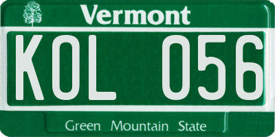 VT license plate KOL056