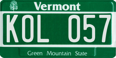 VT license plate KOL057
