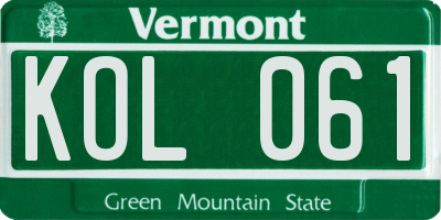 VT license plate KOL061