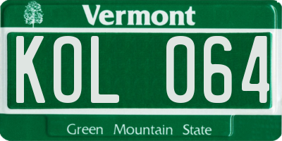 VT license plate KOL064