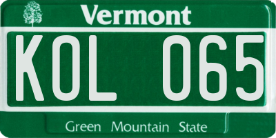 VT license plate KOL065