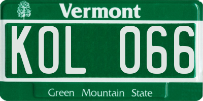 VT license plate KOL066