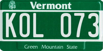 VT license plate KOL073