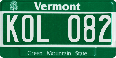 VT license plate KOL082
