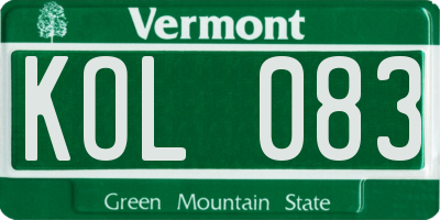VT license plate KOL083