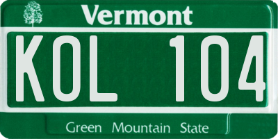 VT license plate KOL104