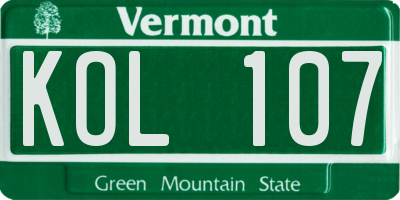 VT license plate KOL107