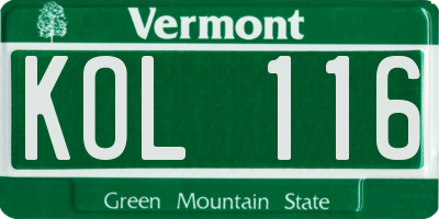 VT license plate KOL116