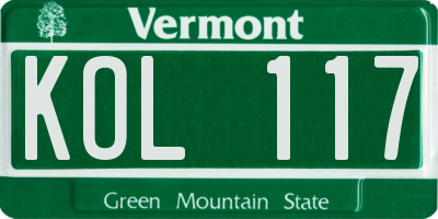 VT license plate KOL117