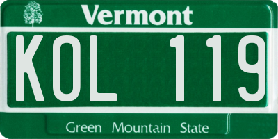 VT license plate KOL119