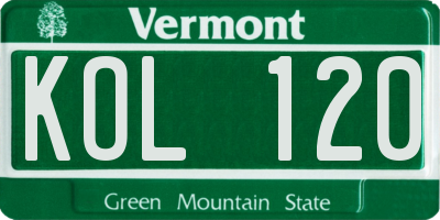 VT license plate KOL120