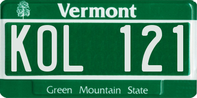 VT license plate KOL121