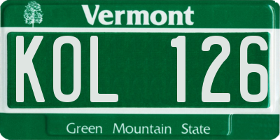 VT license plate KOL126