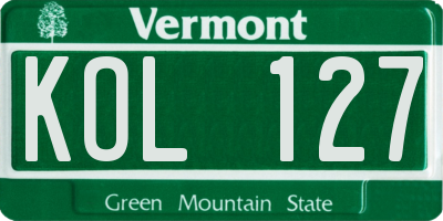 VT license plate KOL127