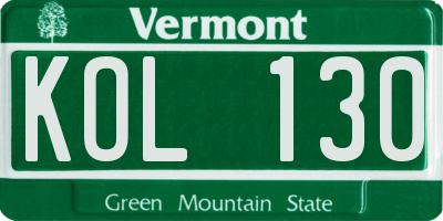 VT license plate KOL130