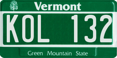 VT license plate KOL132