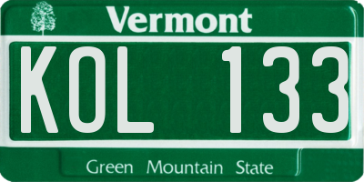 VT license plate KOL133