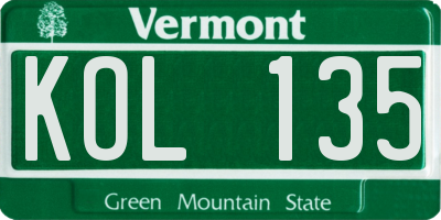 VT license plate KOL135