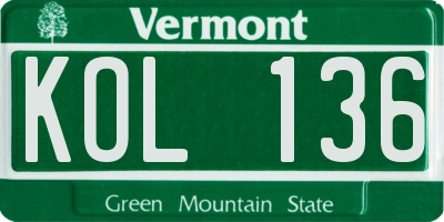 VT license plate KOL136