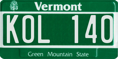 VT license plate KOL140