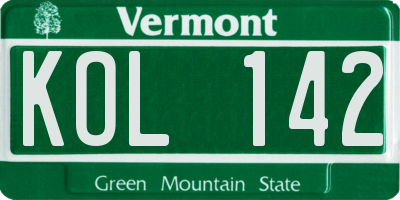 VT license plate KOL142