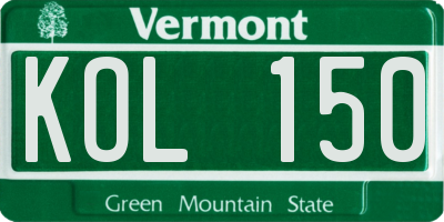 VT license plate KOL150