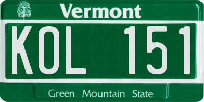 VT license plate KOL151