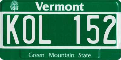 VT license plate KOL152