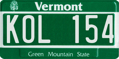 VT license plate KOL154