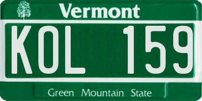 VT license plate KOL159