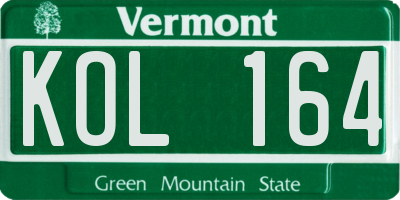VT license plate KOL164