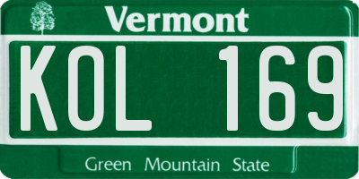 VT license plate KOL169