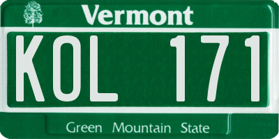 VT license plate KOL171