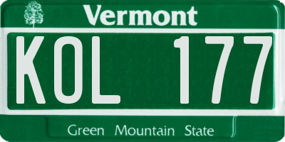 VT license plate KOL177