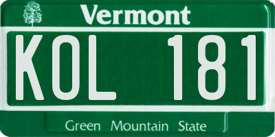 VT license plate KOL181