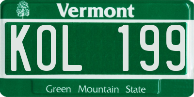 VT license plate KOL199