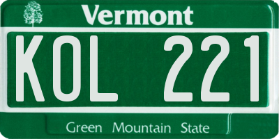 VT license plate KOL221