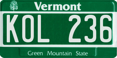 VT license plate KOL236