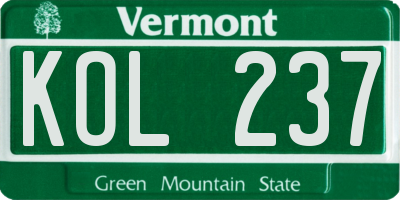 VT license plate KOL237