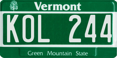 VT license plate KOL244